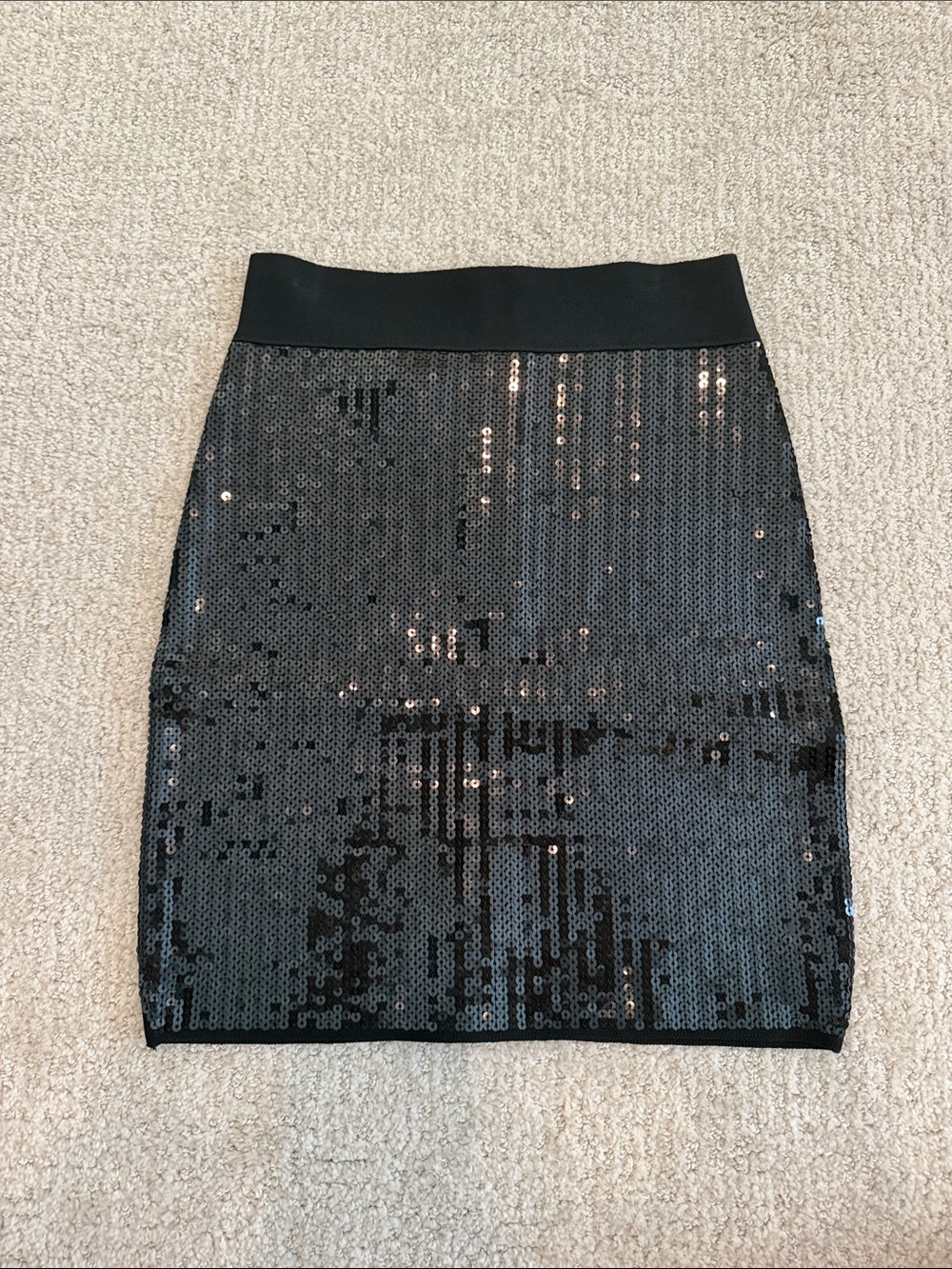 bebe Black Sequin Pencil Skirt